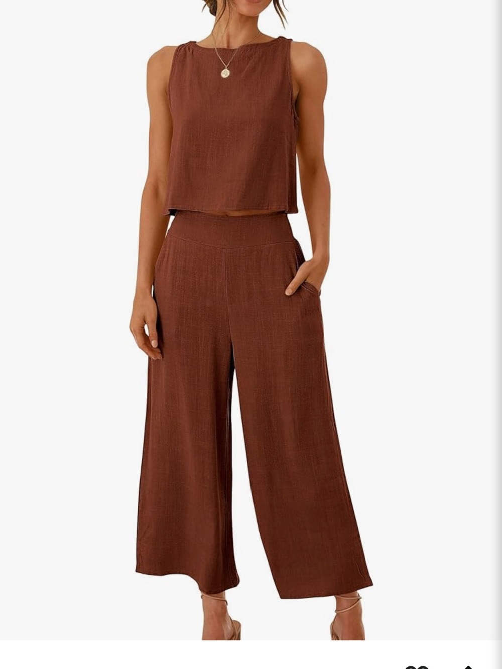 Wide-Leg Cropped Line-blend Pants - Picture 6 of 6